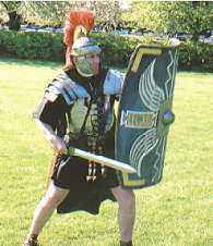 Roman soldier in battle stance