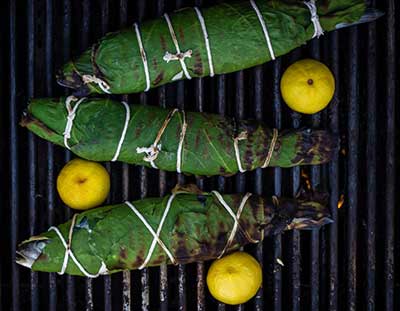 Fish Baked in Fig Leaves