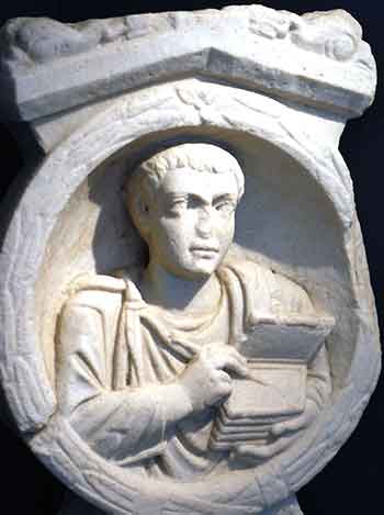 tomb stele of Roman scribe Flavia Solva in Noricum