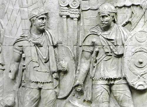 A Relief depicting a Roman legionary is located in the Pergamonmuseum and belongs to the Antikensammlung Berlin